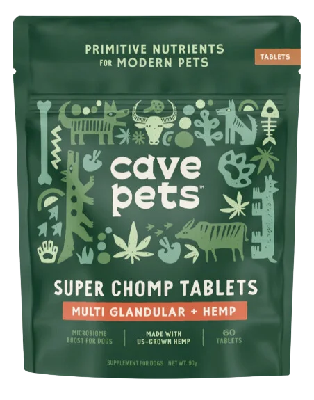 Cave Pets Multi Glandular + Hemp Super Chomp Tablets 60ct Pouch