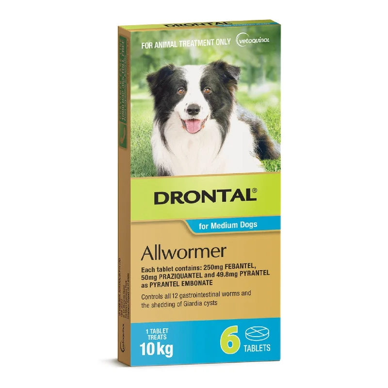 Drontal Allwormer Tablets for Medium Dogs 3kg-10kg 6 Pack