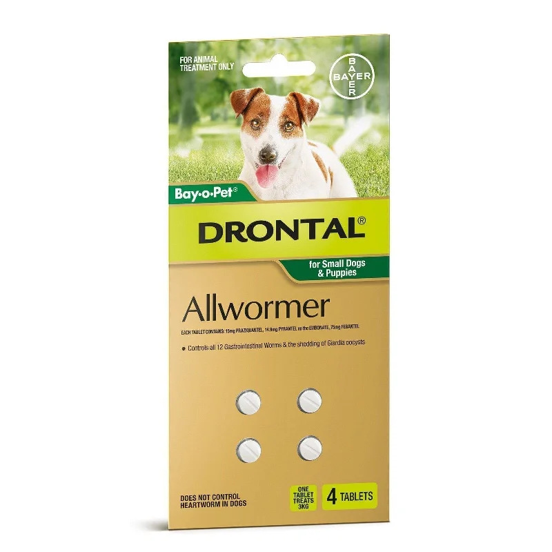 Drontal Allwormer Tablets for Small Dogs and Puppies up to 3kg 4 Pack