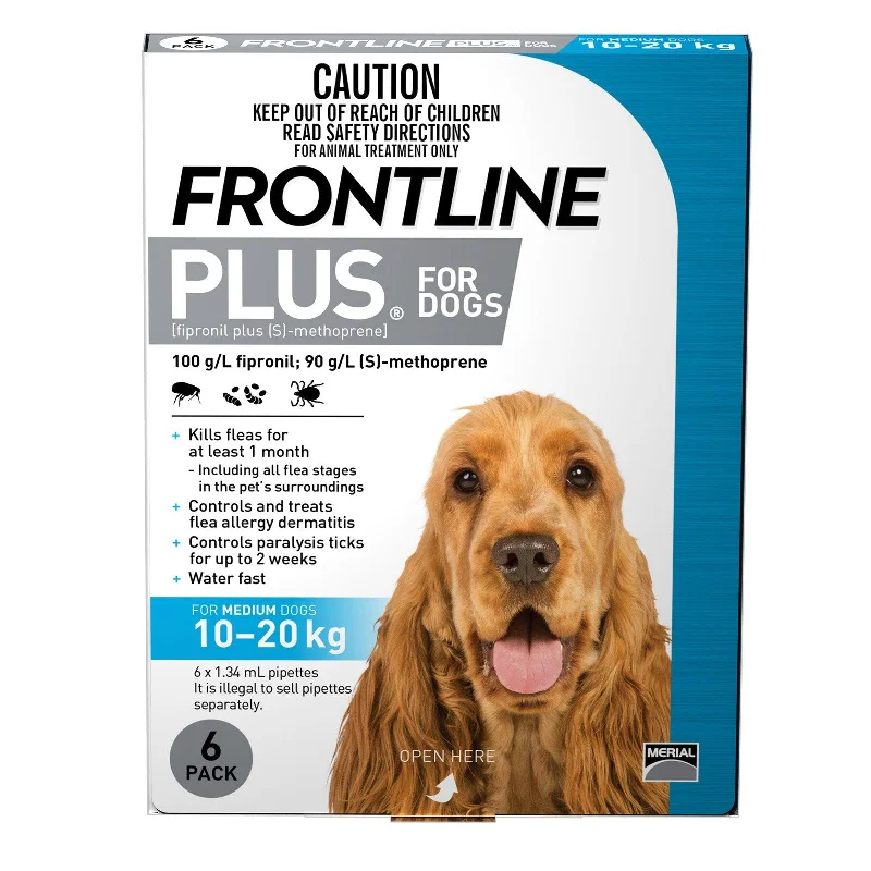 Frontline Plus Flea Treatment for Dogs 10-20kg Blue 6 Pack