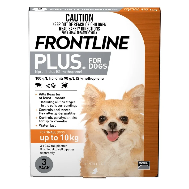 Frontline Plus Flea Treatment for Dogs 0-10kg Orange 3 Pack