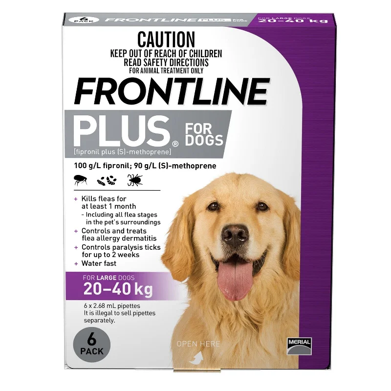 Frontline Plus Flea Treatment for Dogs 20-40kg Purple 6 Pack