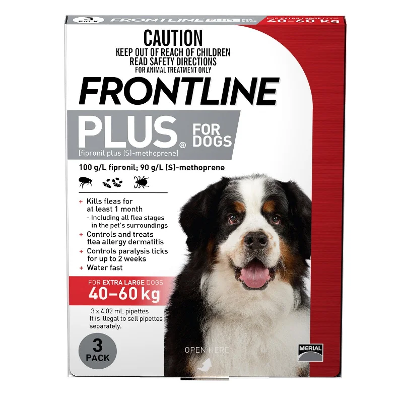 Frontline Plus Flea Treatment for Dogs 40-60kg Red 3 Pack