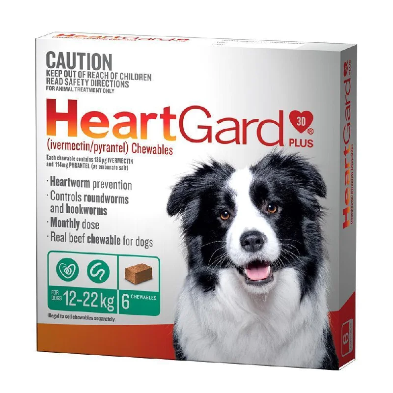 Heartgard Plus Heartworm Chews for Dogs 12-22kg Green 6 Pack